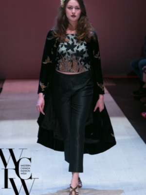 Black Embroidered jacket with matching top & pant